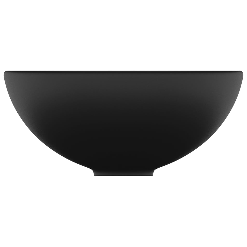Berkfield Luxury Bathroom Basin Round Matt Black 32.5x14 cm Ceramic
