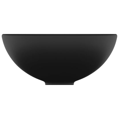 Berkfield Luxury Bathroom Basin Round Matt Black 32.5x14 cm Ceramic