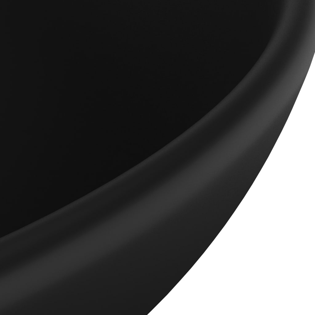 Berkfield Luxury Bathroom Basin Round Matt Black 32.5x14 cm Ceramic