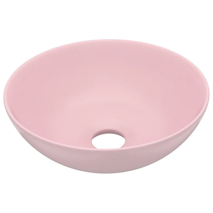 Berkfield Bathroom Sink Ceramic Matt Pink Round