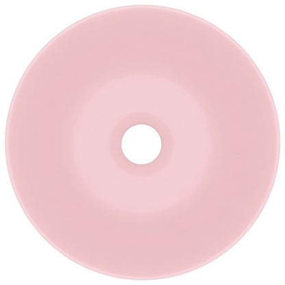 Berkfield Bathroom Sink Ceramic Matt Pink Round