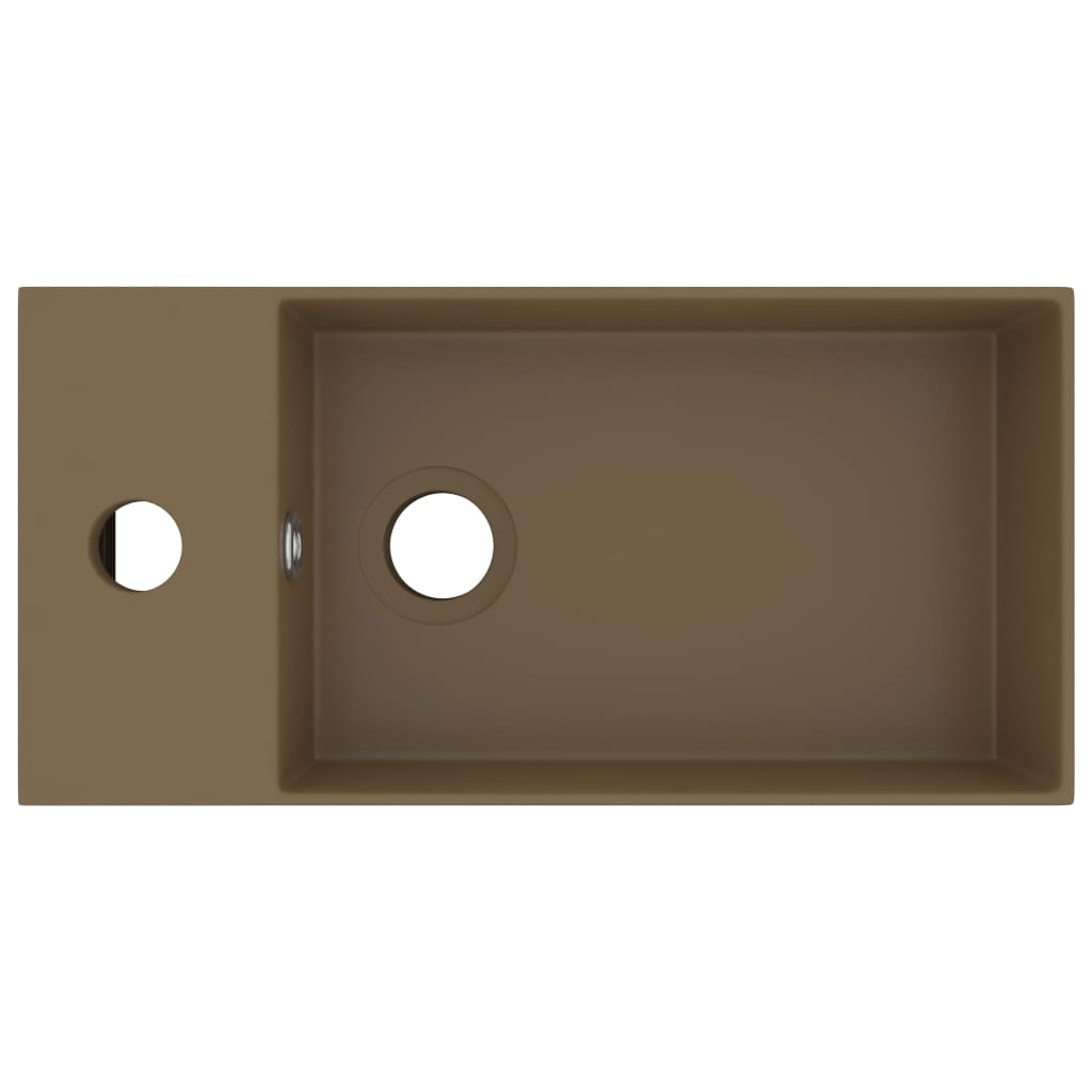 Berkfield Bathroom Sink with Overflow Ceramic Matt Cream