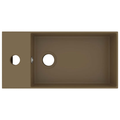 Berkfield Bathroom Sink with Overflow Ceramic Matt Cream