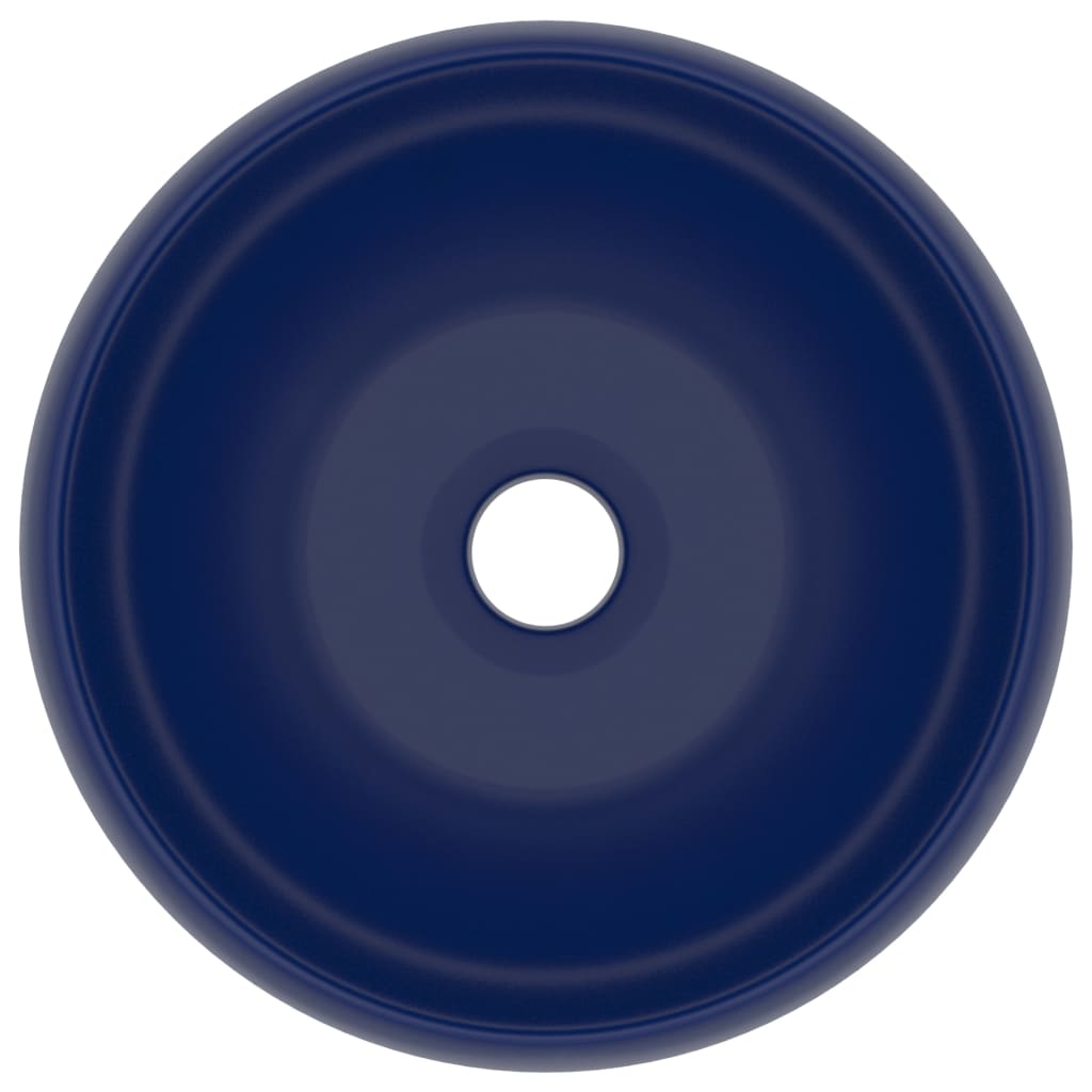 Berkfield Luxury Wash Basin Round Matt Dark Blue 40x15 cm Ceramic