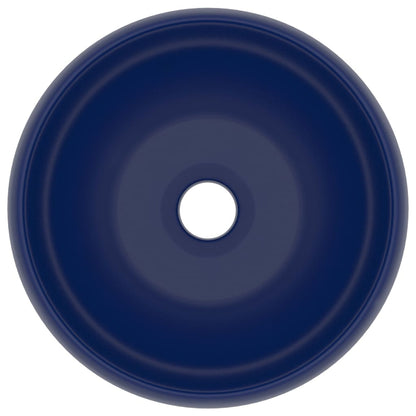 Berkfield Luxury Wash Basin Round Matt Dark Blue 40x15 cm Ceramic