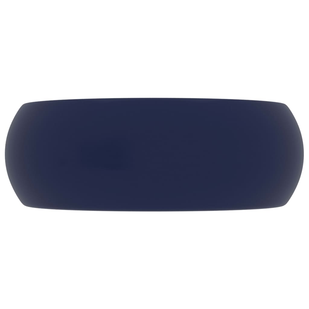 Berkfield Luxury Wash Basin Round Matt Dark Blue 40x15 cm Ceramic