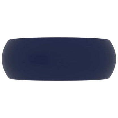 Berkfield Luxury Wash Basin Round Matt Dark Blue 40x15 cm Ceramic