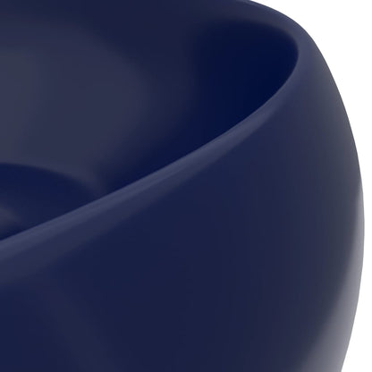 Berkfield Luxury Wash Basin Round Matt Dark Blue 40x15 cm Ceramic
