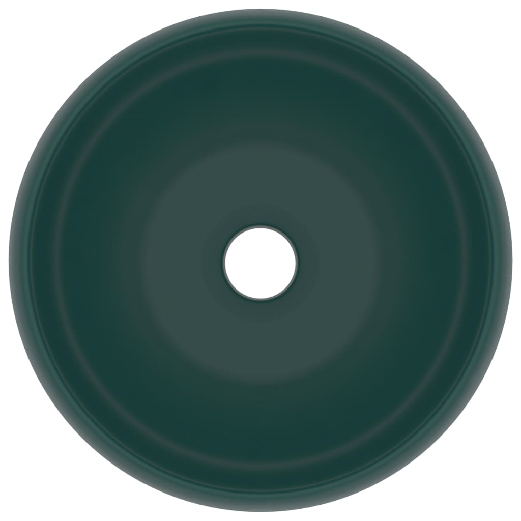 Berkfield Luxury Wash Basin Round Matt Dark Green 40x15 cm Ceramic
