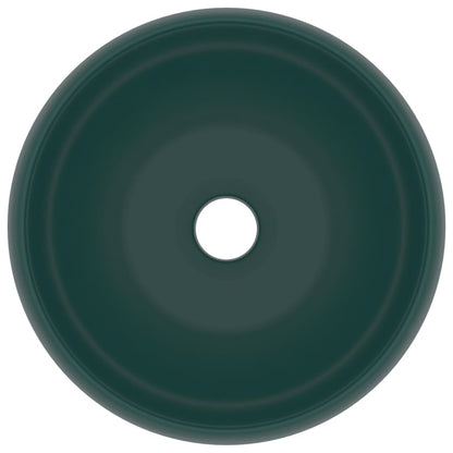 Berkfield Luxury Wash Basin Round Matt Dark Green 40x15 cm Ceramic