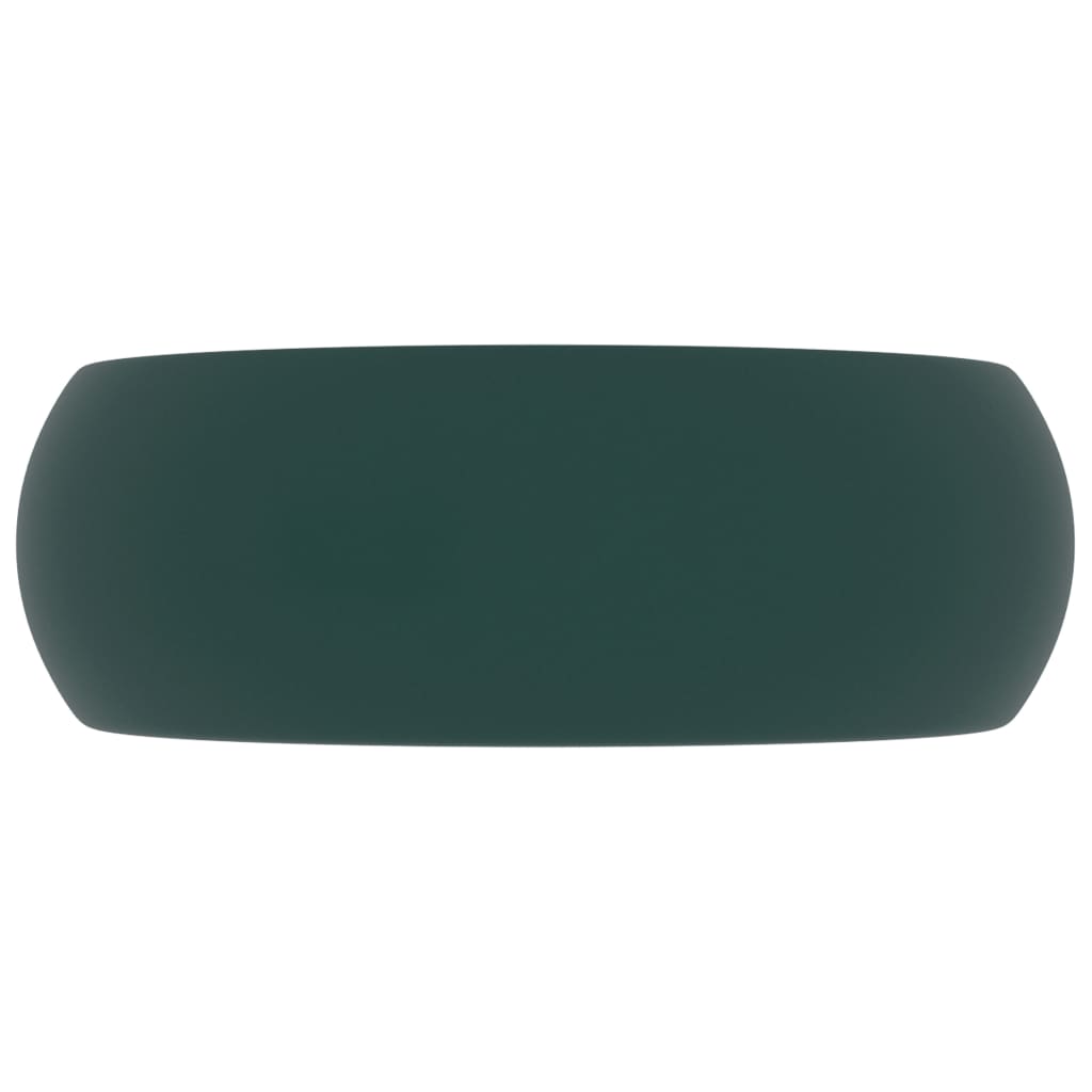 Berkfield Luxury Wash Basin Round Matt Dark Green 40x15 cm Ceramic