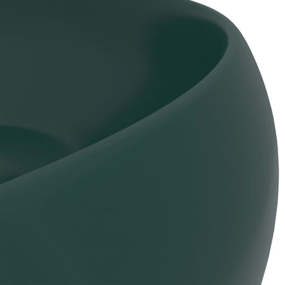 Berkfield Luxury Wash Basin Round Matt Dark Green 40x15 cm Ceramic