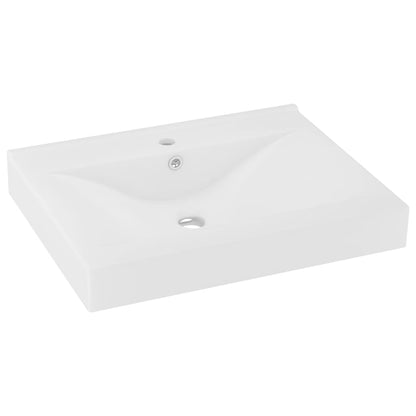 Berkfield Luxury Basin with Faucet Hole Matt White 60x46 cm Ceramic