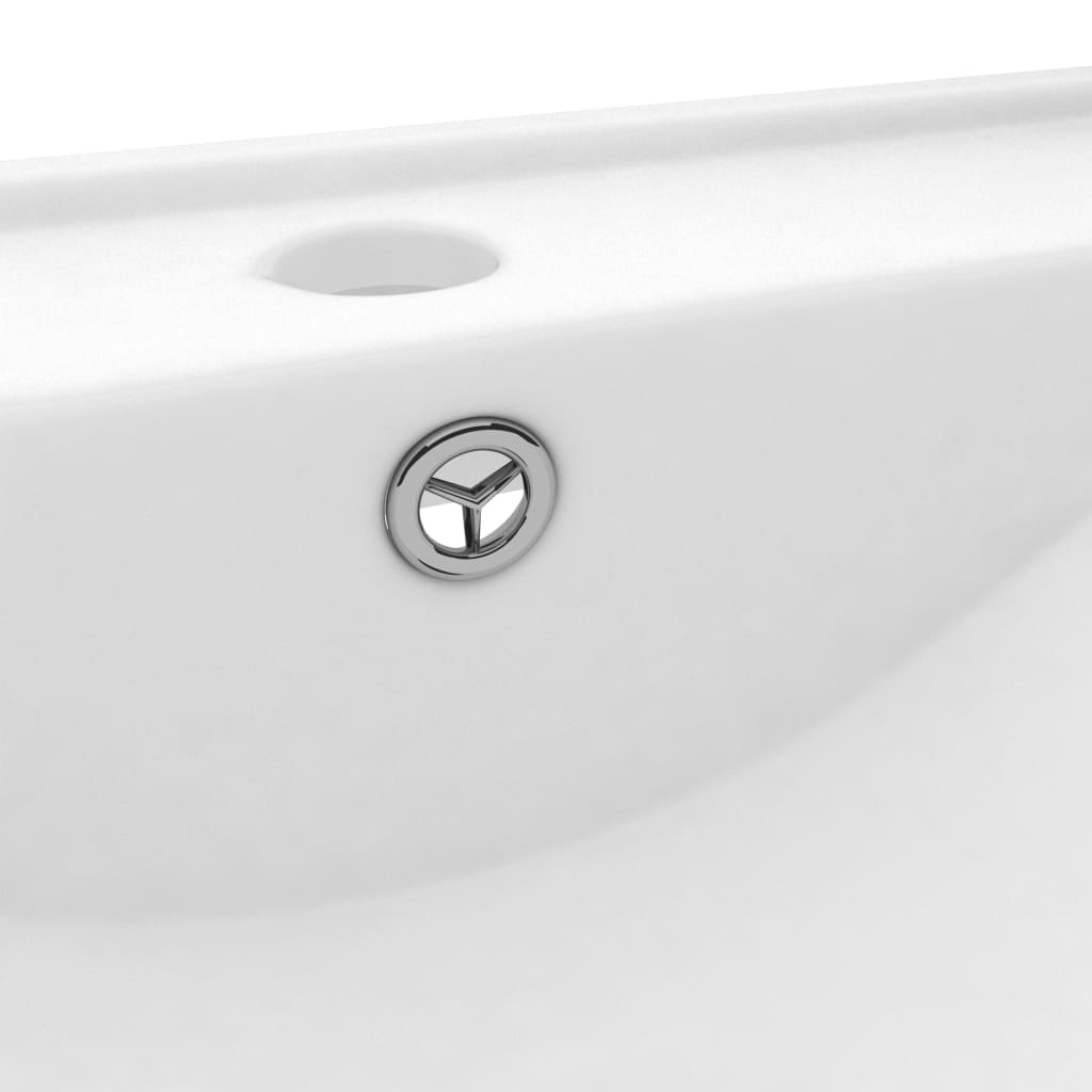 Berkfield Luxury Basin with Faucet Hole Matt White 60x46 cm Ceramic