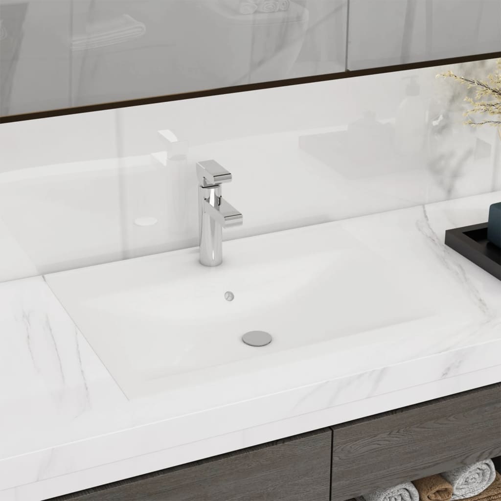 Berkfield Luxury Basin with Faucet Hole Matt White 60x46 cm Ceramic