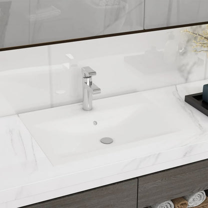 Berkfield Luxury Basin with Faucet Hole Matt White 60x46 cm Ceramic