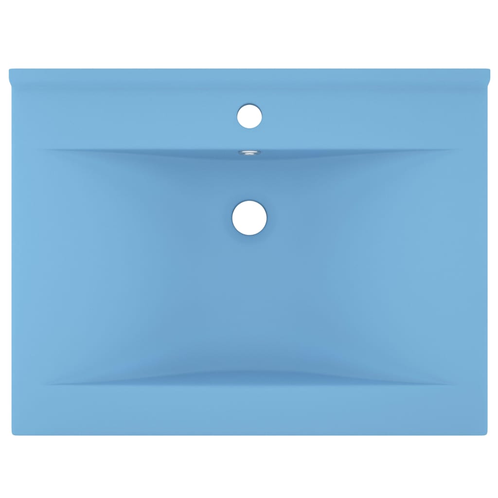 Berkfield Luxury Basin with Faucet Hole Matt Light Blue 60x46 cm Ceramic