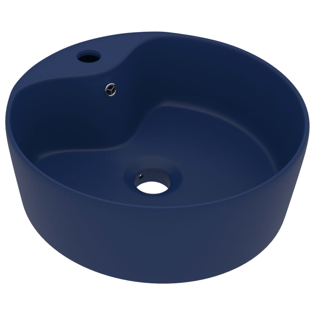 Berkfield Luxury Wash Basin with Overflow Matt Dark Blue 36x13 cm Ceramic