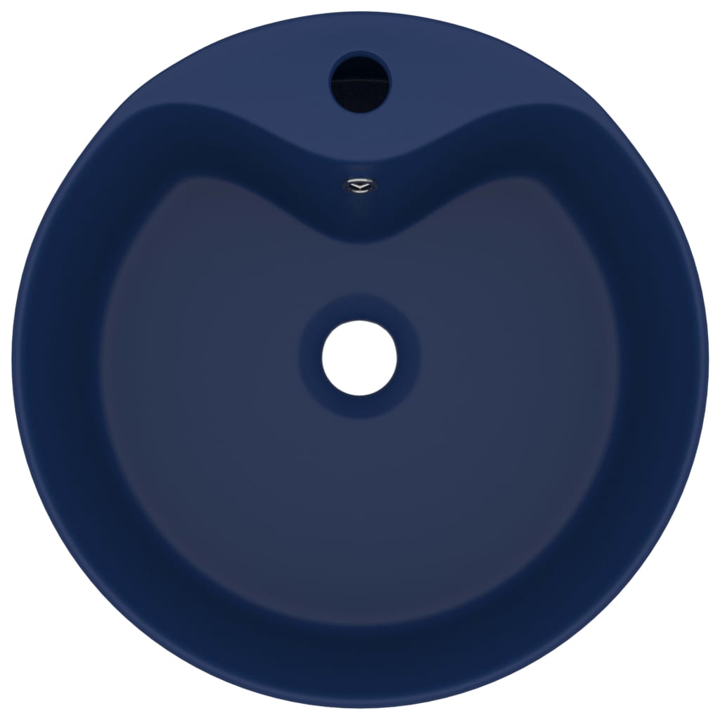 Berkfield Luxury Wash Basin with Overflow Matt Dark Blue 36x13 cm Ceramic