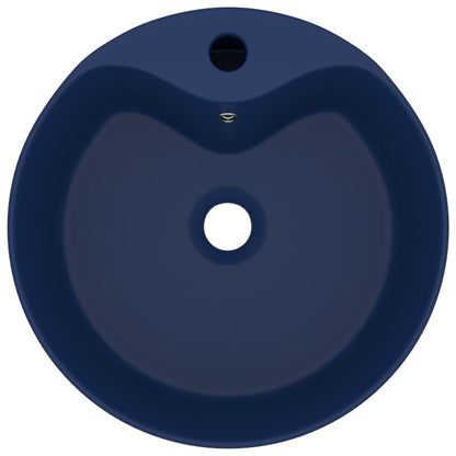 Berkfield Luxury Wash Basin with Overflow Matt Dark Blue 36x13 cm Ceramic