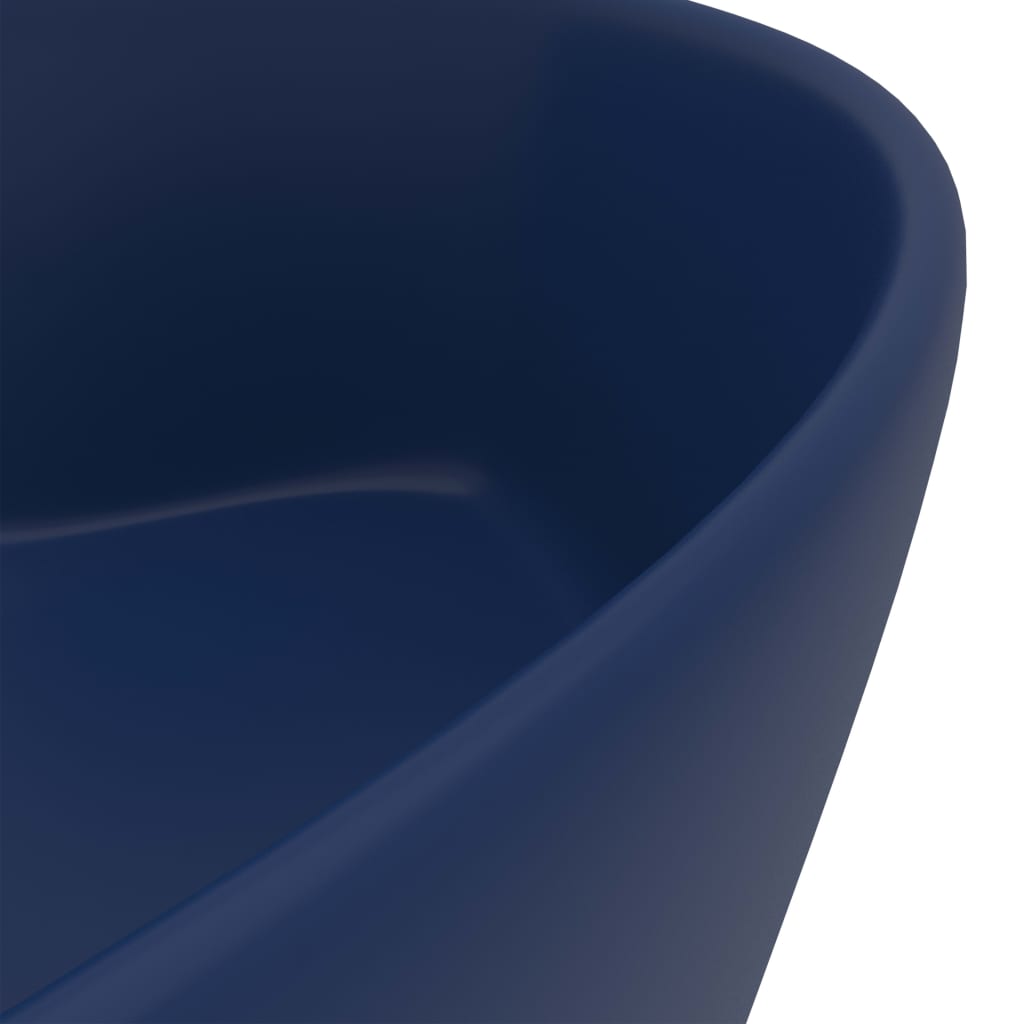 Berkfield Luxury Wash Basin with Overflow Matt Dark Blue 36x13 cm Ceramic