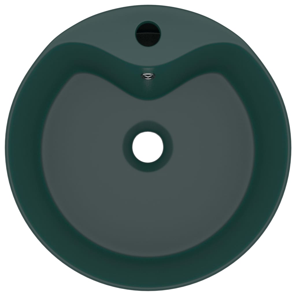 Berkfield Luxury Wash Basin with Overflow Matt Dark Green 36x13 cm Ceramic