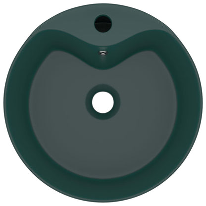 Berkfield Luxury Wash Basin with Overflow Matt Dark Green 36x13 cm Ceramic