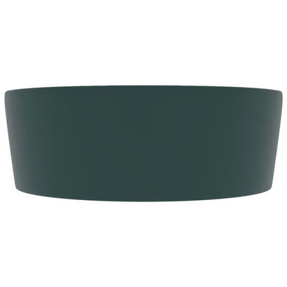 Berkfield Luxury Wash Basin with Overflow Matt Dark Green 36x13 cm Ceramic