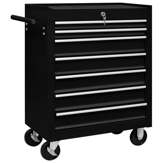 Berkfield Workshop Tool Trolley with 7 Drawers Black