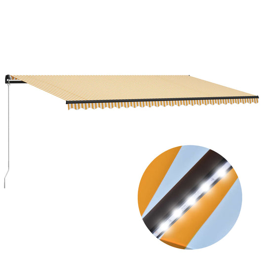 Berkfield Manual Retractable Awning with LED 600x300 cm Yellow and White