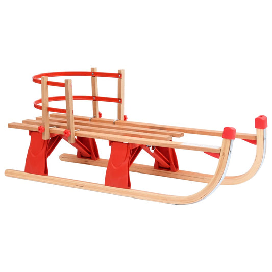 Berkfield Folding Snow Sledge with Backrest 119 cm Wood