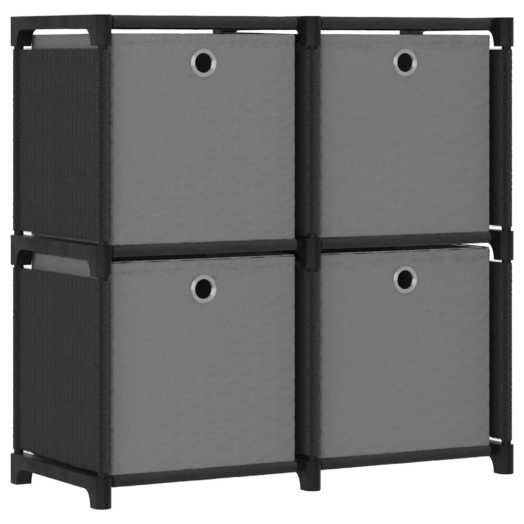 Berkfield 4-Cube Display Shelf with Boxes Black 69x30x72.5 cm Fabric