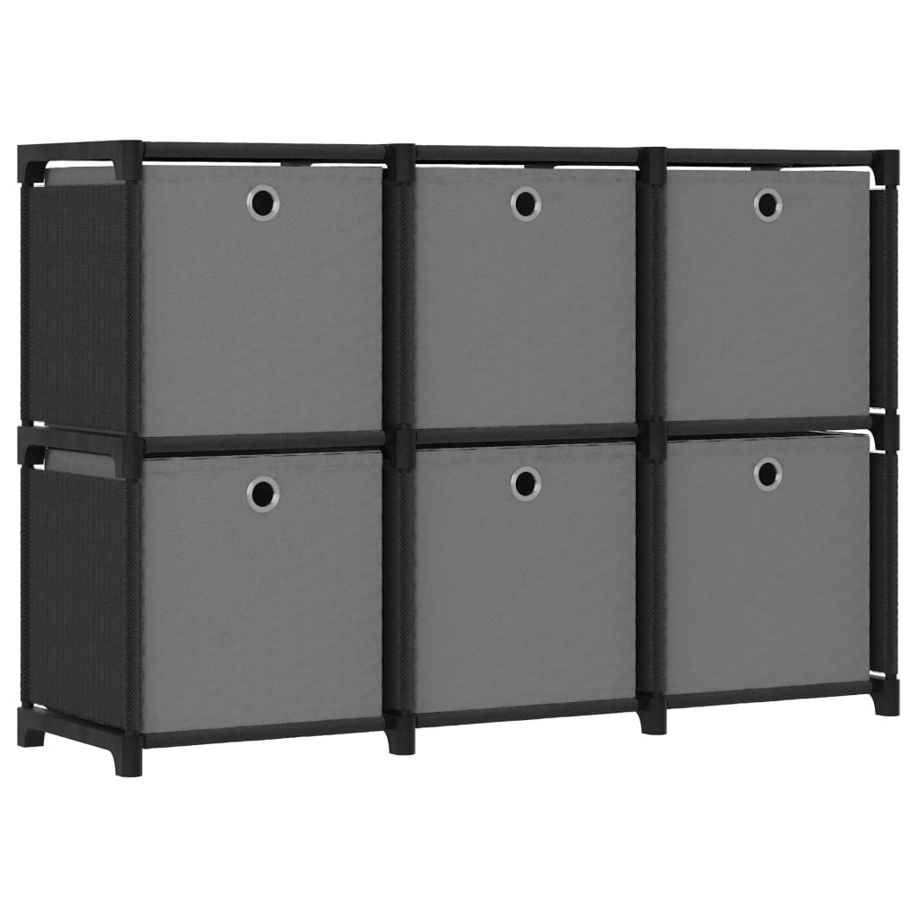 Berkfield 6-Cube Display Shelf with Boxes Black 103x30x72.5 cm Fabric
