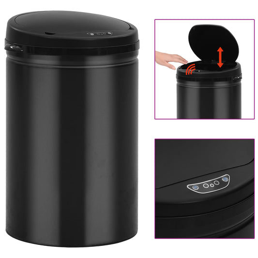 Berkfield Automatic Sensor Dustbin 30 L Carbon Steel Black