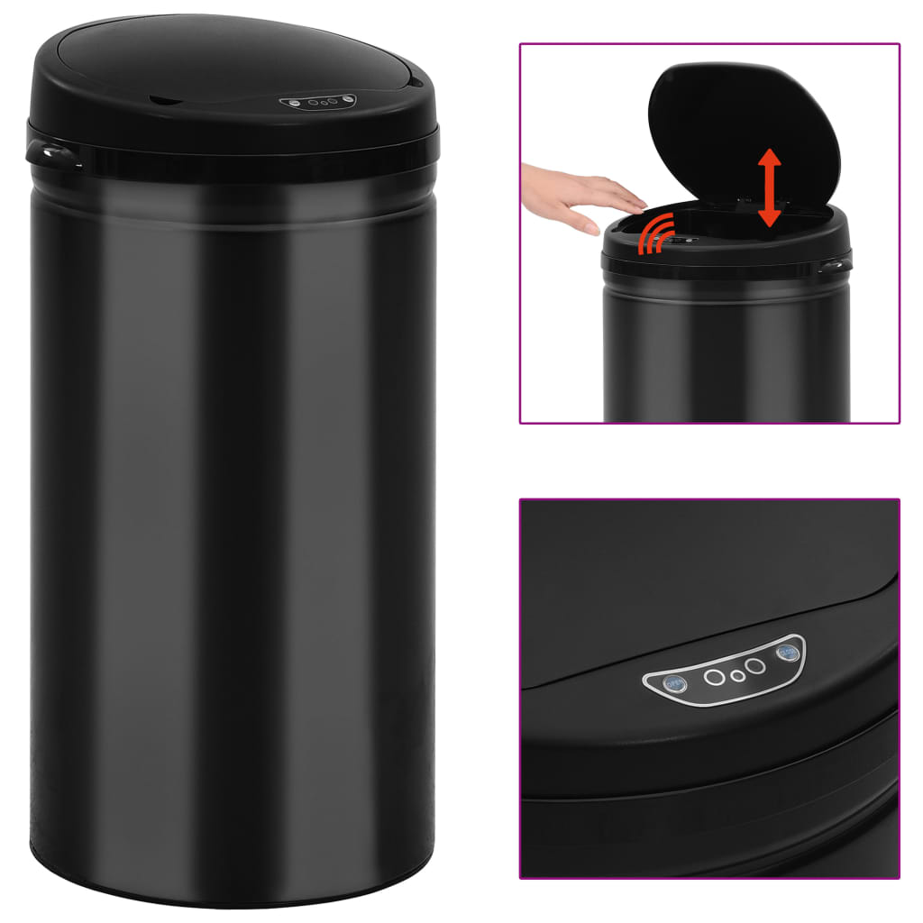 Berkfield Automatic Sensor Dustbin 50 L Carbon Steel Black