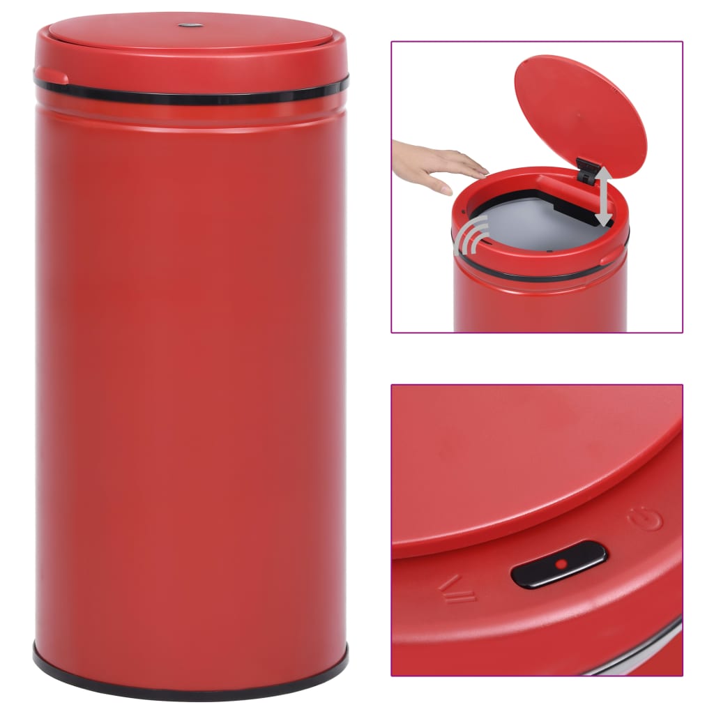 Berkfield Automatic Sensor Dustbin 70 L Carbon Steel Red