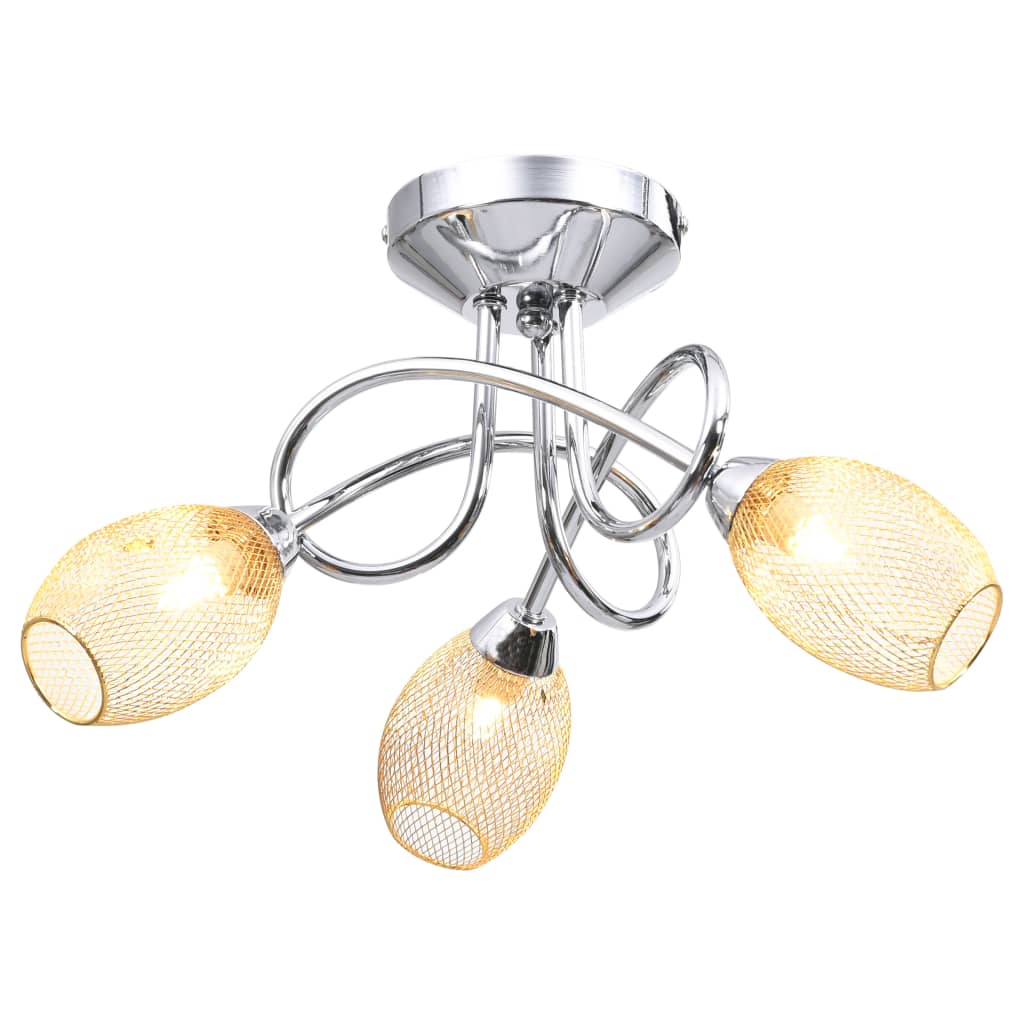 Berkfield Ceiling Lamp with Gold Plated Lamp Shades for 3 G9 Bulbs