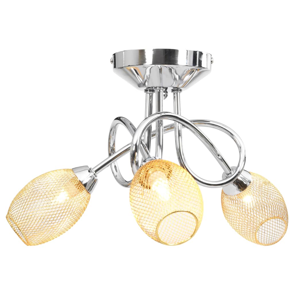 Berkfield Ceiling Lamp with Gold Plated Lamp Shades for 3 G9 Bulbs