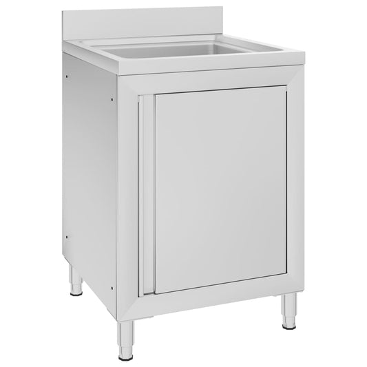 Berkfield Commercial Kitchen Sink Cabinet 60x60x96 cm Stainless Steel