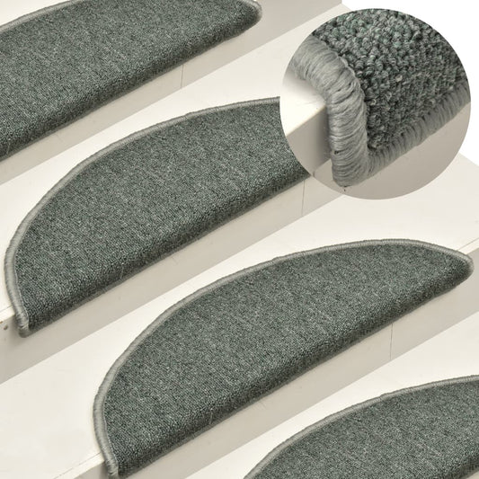 Berkfield Carpet Stair Treads 15 pcs Dark Green 65x24x4 cm