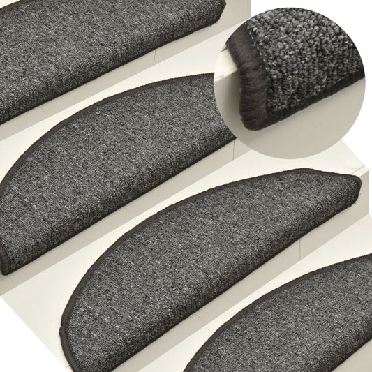 Berkfield Carpet Stair Treads 15 pcs Dark Grey 65x24x4 cm