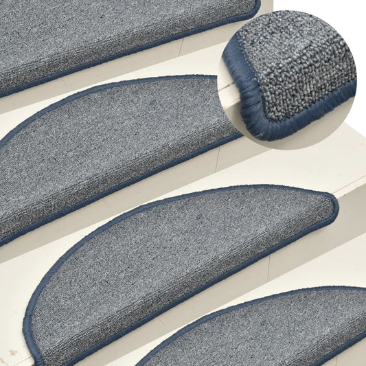 Berkfield Carpet Stair Treads 15 pcs Light Grey and Blue 56x17x3 cm