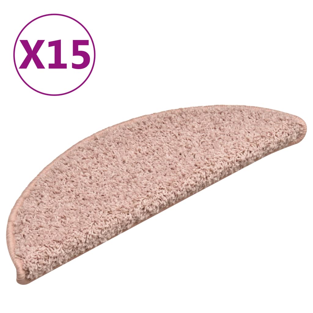 Berkfield Carpet Stair Treads 15 pcs Light Pink 56x17x3 cm