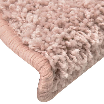 Berkfield Carpet Stair Treads 15 pcs Light Pink 56x17x3 cm