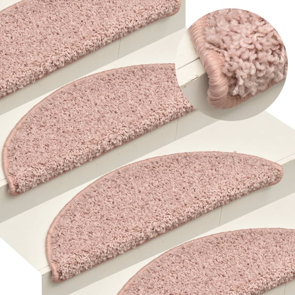 Berkfield Carpet Stair Treads 15 pcs Light Pink 56x17x3 cm