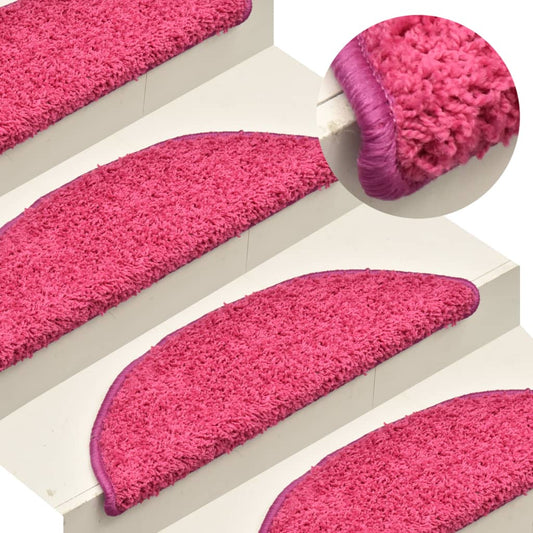 Berkfield Carpet Stair Treads 15 pcs Pink 56x17x3 cm