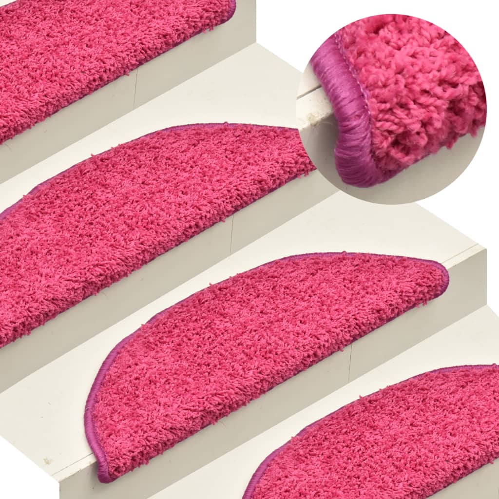 Berkfield Carpet Stair Treads 15 pcs Pink 65x21x4 cm