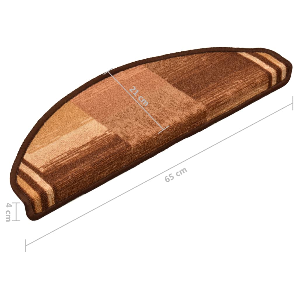 Berkfield Self-adhesive Stair Mats 15 pcs Brown 65x21x4 cm