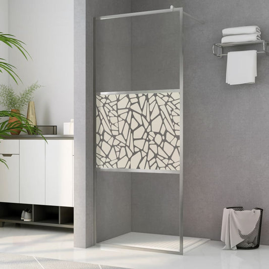 Berkfield Walk-in Shower Wall ESG Glass with Stone Design 115x195 cm