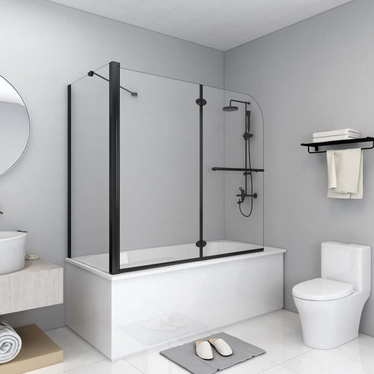 Berkfield Bi-Folding Shower Enclosure ESG 120x68x130 cm Black